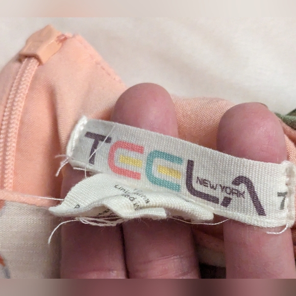 TEELA NYC Gorgeous Ema Eyelet Lace Peach Floral Dress Half Sleeve Girls' 7 - Picture 8 of 9